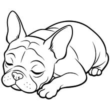 peacefully sleeping French bulldog black outline