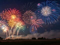 Bright Fireworks Illuminate the Night Sky in Celebration