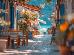 Charming Street in Budva Montenegro on a Sunny Day