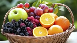 close up of a fruit basket featuring fresh apples berries