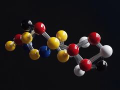 This visual displays a three dimensional representation of a molecule, highlighting its intricate structure and colorful atoms against a dark backdrop. It symbolizes scientific exploration.