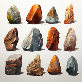 different types of and shapes of rocks