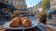 Enjoying French Pastries at a Busy Outdoor Cafe