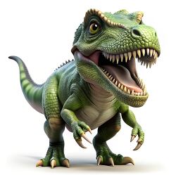 green Tyrannosaurus Rex roaring with sharp teeth