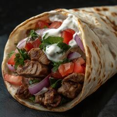 Savory Donair Wrapped With Fresh Ingredients and Sauce