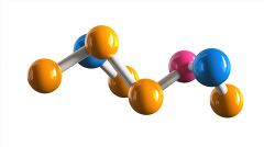 The visual representation displays a three dimensional model of an amino acid molecule, showcasing its colorful atoms and bonds in a simple arrangement.