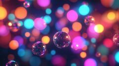 A vibrant display of bokeh lights in various colors creates an enchanting visual effect. The soft focus highlights the beauty of luminous orbs against a transparent backdrop.