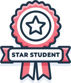 pink star student badge with a star and a rosette