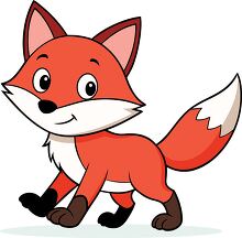 playful red fox is walking cartoon style