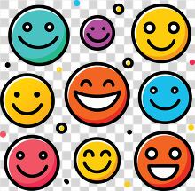 playful set of smiley faces in different bright colors