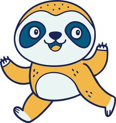 running sloth with big eyes waves its arms