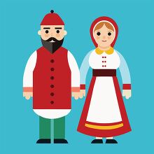 Russian man and woman in traditional costumes