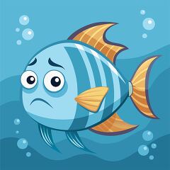 Sad Cartoon Fish Clipart Illustration