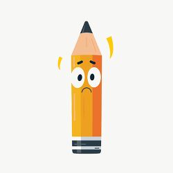 sad cartoon yellow pencil with a worried expression clipart