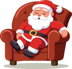 Santa Claus peacefully snoozes in a cozy armchair after a long n