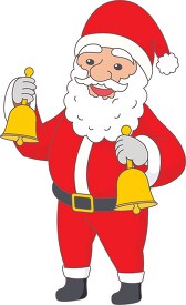 santa holding gold christmas bell clipart