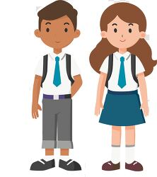 schoolboy and schoolgirl in uniform