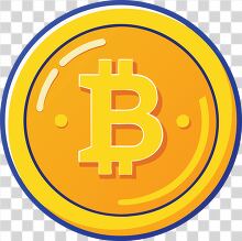 shiny golden Bitcoin coin transparent background