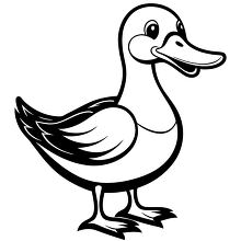 side view of a Duck in black and white line drawing