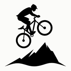 silhouette of a person riding a mountain bike