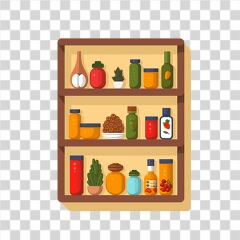 Simple Flat Design Shelf Displaying Various Containers