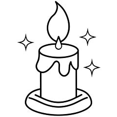 simple line drawing of a candle with a flame