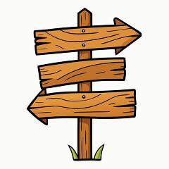 Simple wooden signpost with arrows pointing in different directiions