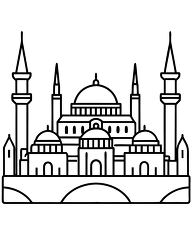 skyline of istanbul turkey black outline clipart