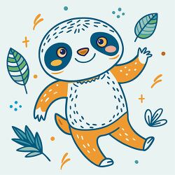 sloth illustration shows a friendly sloth with cute markings