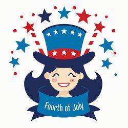 smiling character with a fourth of july hat