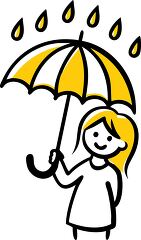 smiling girl holding a yellow umbrella under the rain