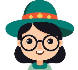 smiling girl wearing a hat and glasses
