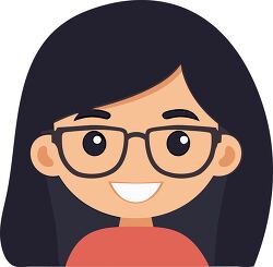 smiling girl with dark hair with glasses
