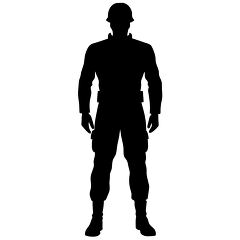 detailed soldier silhouette with a helmet and gear