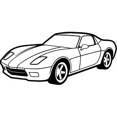 sporty chevorlet corvette detailed black outline clipart