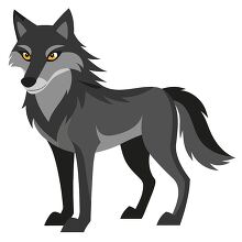 standing wolf looks mean and angry cartoon style