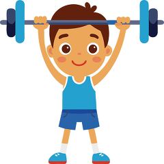 motivational clipart of a boy lifting weights promoting fitness and active lifestyles