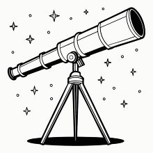 telescope pointed towards the night sky filled with stars black 