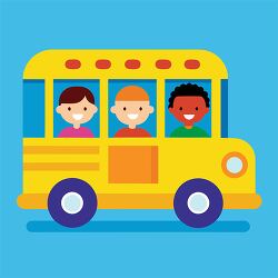 three cute children sitting in a school bus