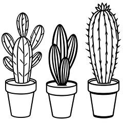 three line art cactus in black outline