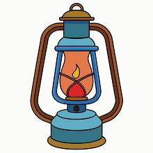 traditional kerosene lamp with a glowing flame clipart