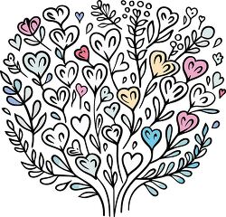 tree made up of various colorful hearts clipart