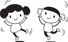 Two children dancing in a playful cartoon style drawing