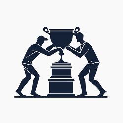 two people are fighting over trophy