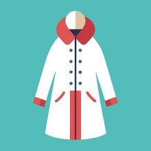 white winter coat with bold red accents