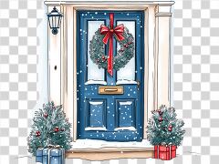 Winter Wreath and Festive Decorations Enhance Entryway Charm