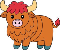 yak with red hair and large horns