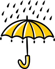 yellow umbrella for protection against the falling rain