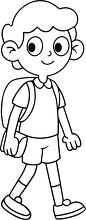 young boy ready for school black outline