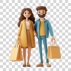 Young Couple Enjoying Shopping Together at a Mall